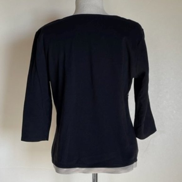 Coldwater Creek Black Tee with Beige Print & Embroidery size L - Picture 3 of 4